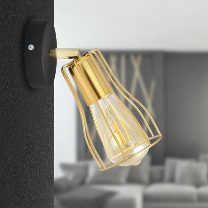 Wall spotlight TUBE 1xE27/15W/230V gold/black