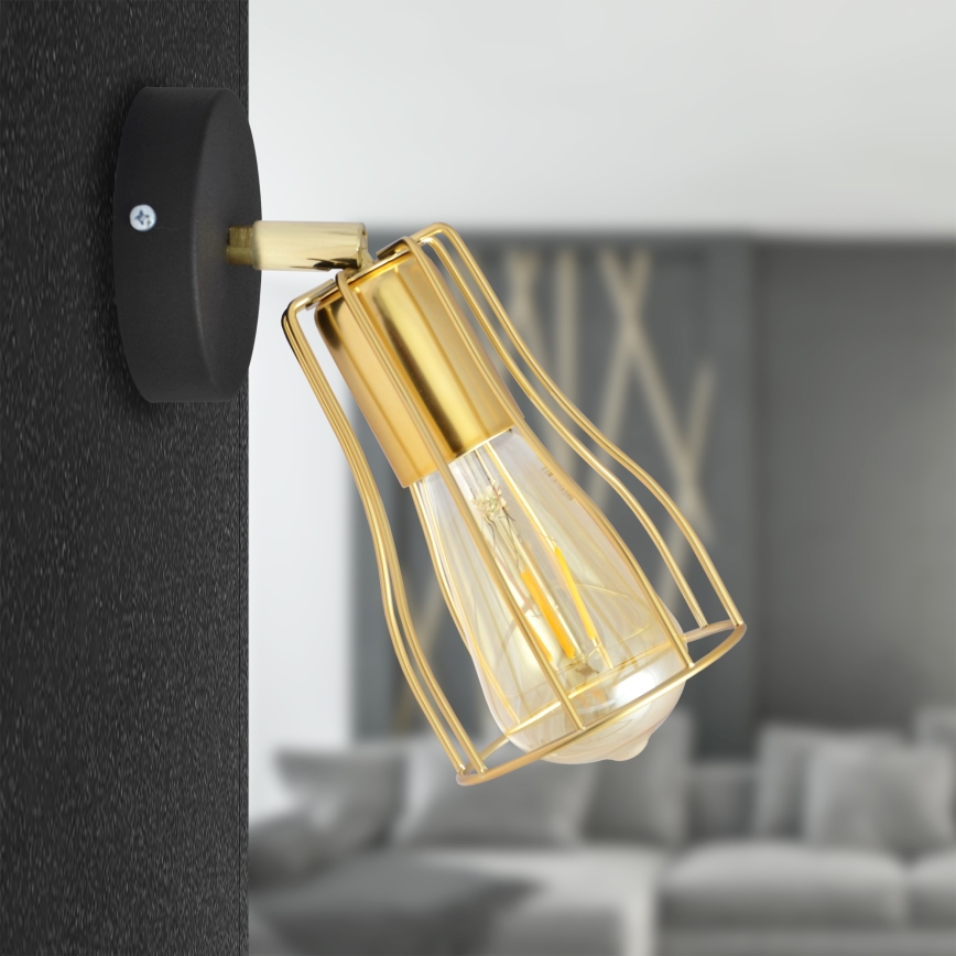 Wall spotlight TUBE 1xE27/15W/230V gold/black