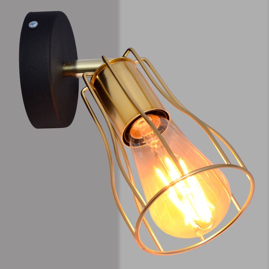 Wall spotlight TUBE 1xE27/15W/230V gold/black
