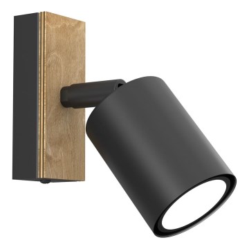 Wall spotlight TULON 1xGU10/8W/230V black/oak