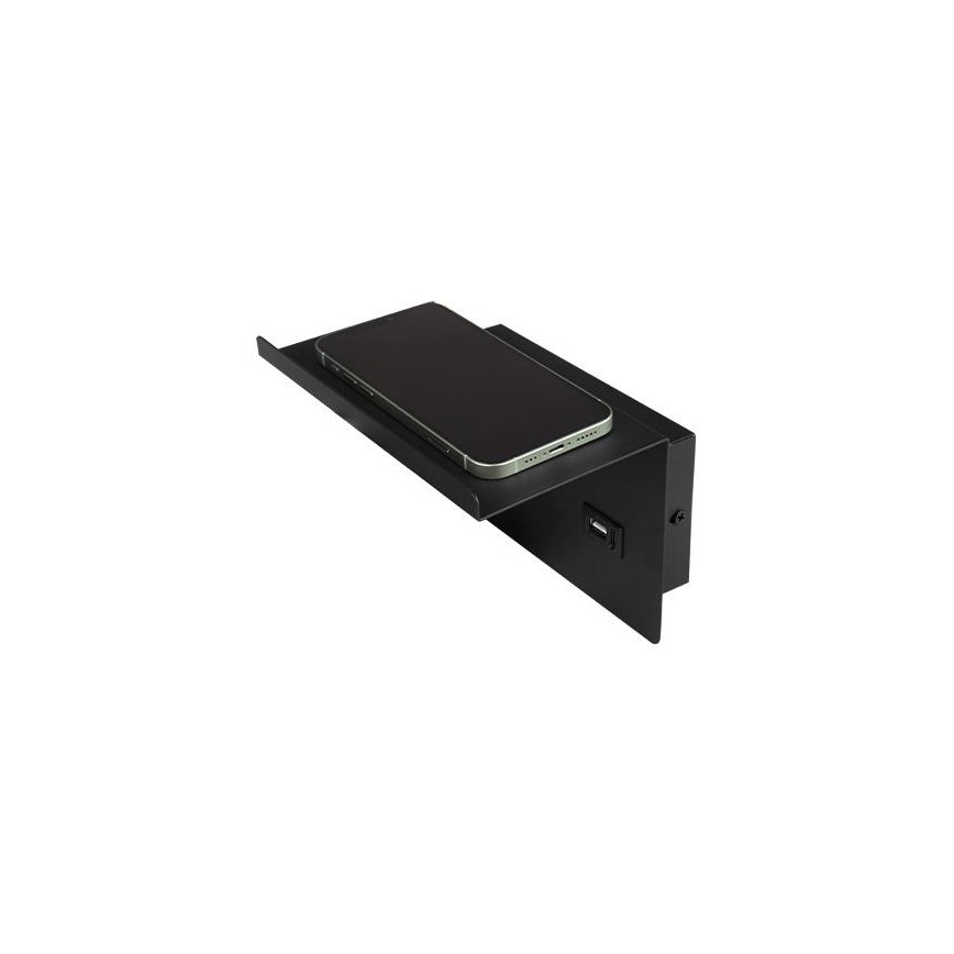 Wall spotlight with shelf and USB charger 1xG9/35W/230V black/gold