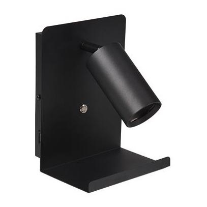 Wall spotlight with shelf and USB charger 1xGU10/35W/230V black