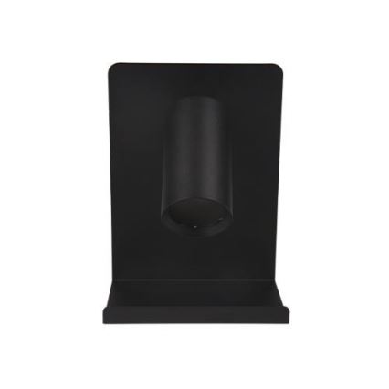 Wall spotlight with shelf and USB charger 1xGU10/35W/230V black