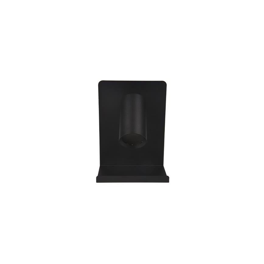 Wall spotlight with shelf and USB charger 1xGU10/35W/230V black