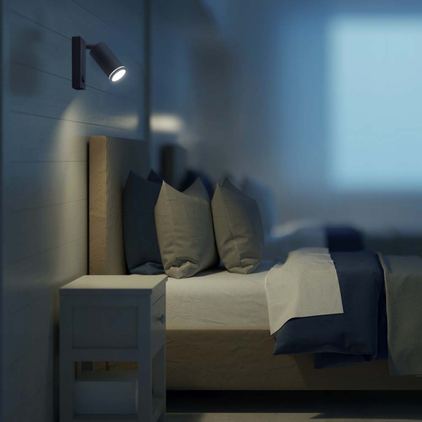 Wall spotlight with switch 1xGU10/35W/230V black