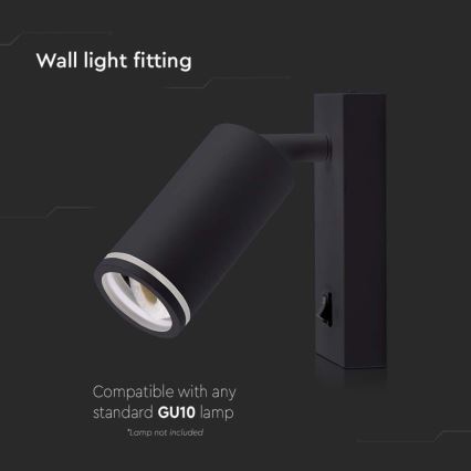 Wall spotlight with switch 1xGU10/35W/230V black