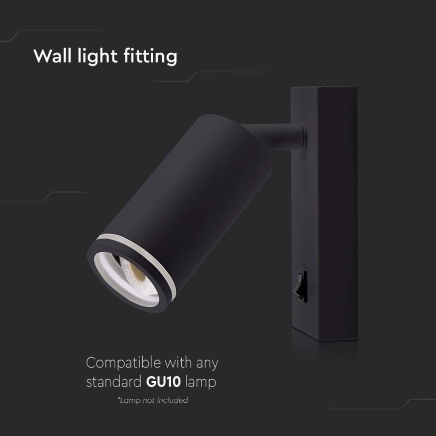 Wall spotlight with switch 1xGU10/35W/230V black
