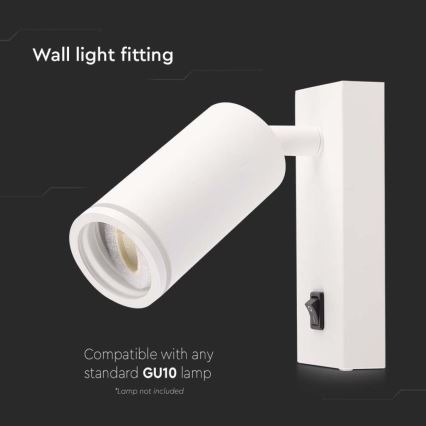 Wall spotlight with switch 1xGU10/35W/230V white