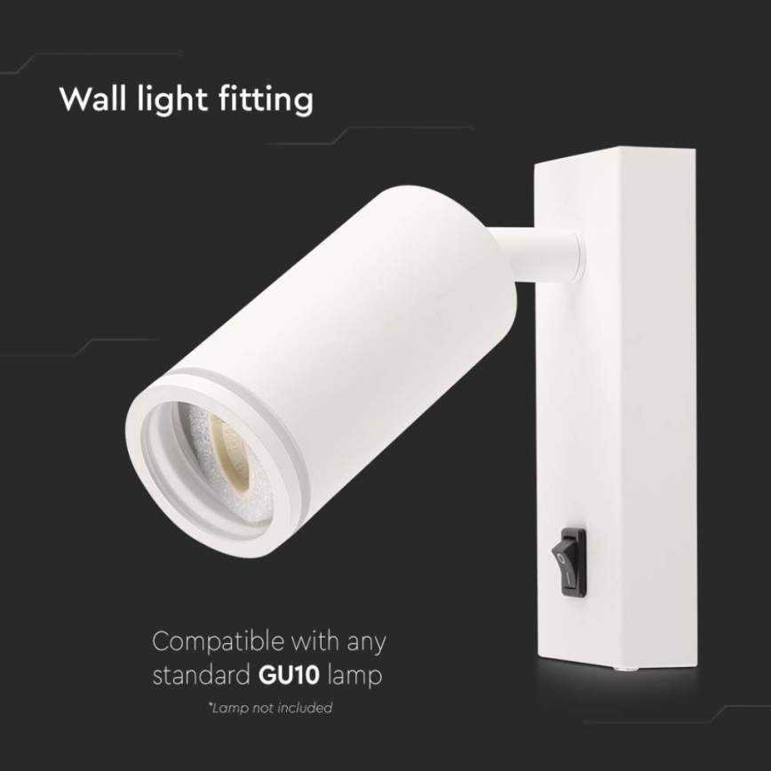 Wall spotlight with switch 1xGU10/35W/230V white