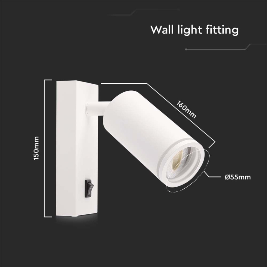 Wall spotlight with switch 1xGU10/35W/230V white