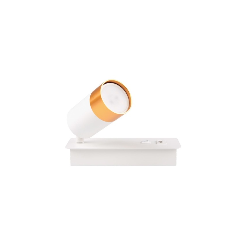 Wall spotlight with USB charger 1xGU10/35W/230V white/gold