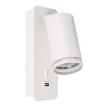 Wall spotlight with USB charger 1xGU10/35W/230V white