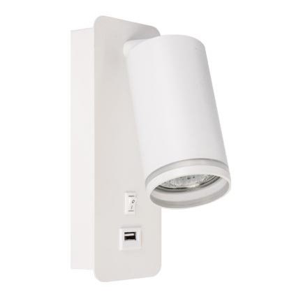 Wall spotlight with USB charger 1xGU10/35W/230V white