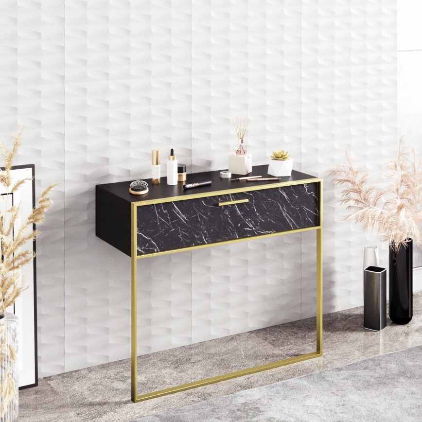 Wall table POLKA 76,8x90 cm gold/black