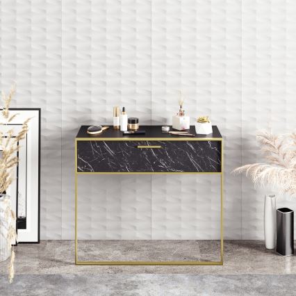Wall table POLKA 76,8x90 cm gold/black
