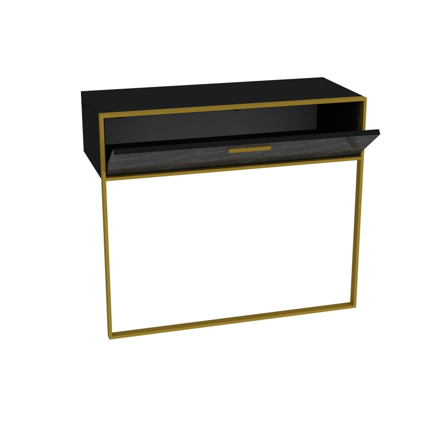 Wall table POLKA 76,8x90 cm gold/black