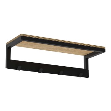 Wall towel holder with a shelf 10x40 cm black