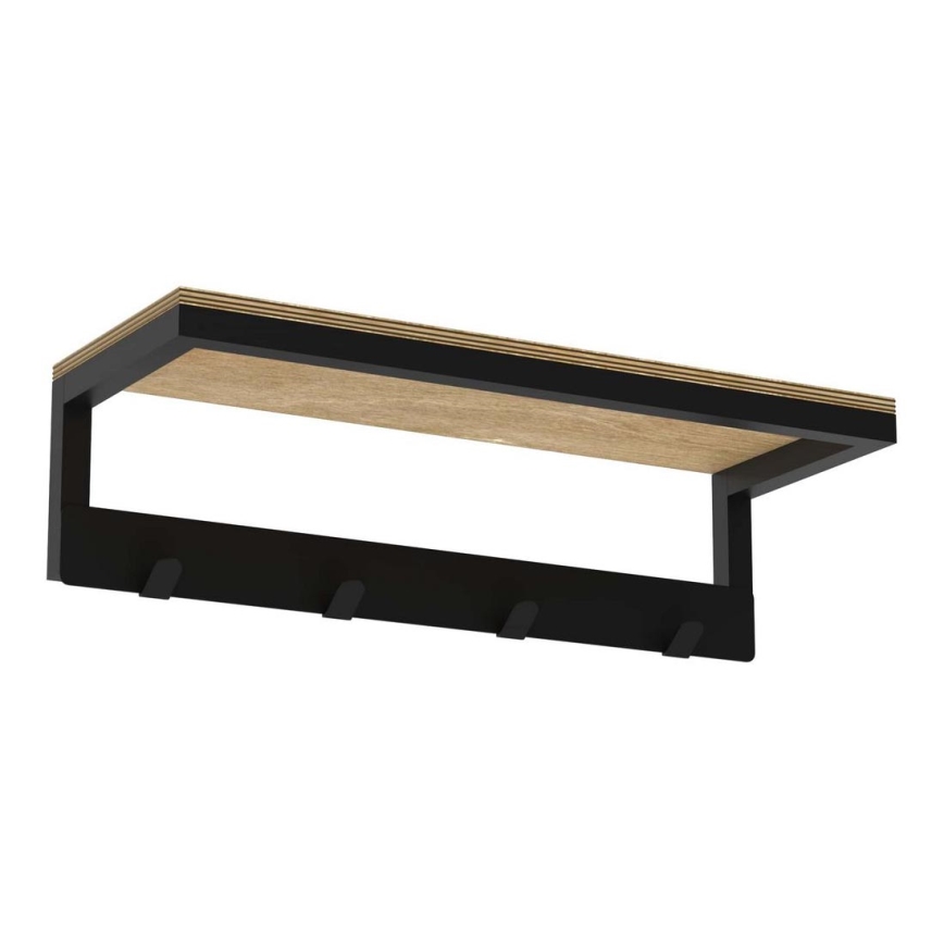 Wall towel holder with a shelf 10x40 cm black