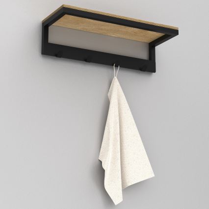 Wall towel holder with a shelf 10x40 cm black