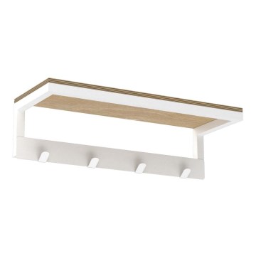 Wall towel holder with a shelf 10x40 cm white