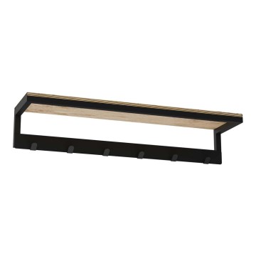 Wall towel holder with a shelf 10x60 cm black