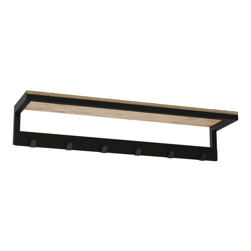 Wall towel holder with a shelf 10x60 cm black