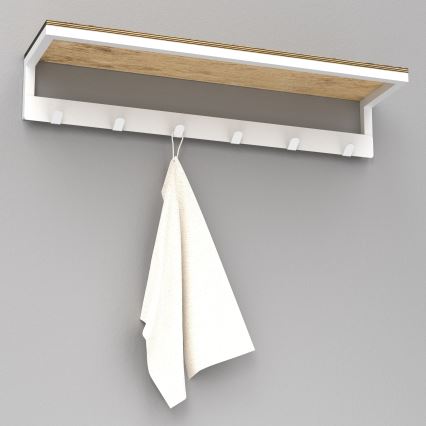 Wall towel holder with a shelf 10x60 cm white