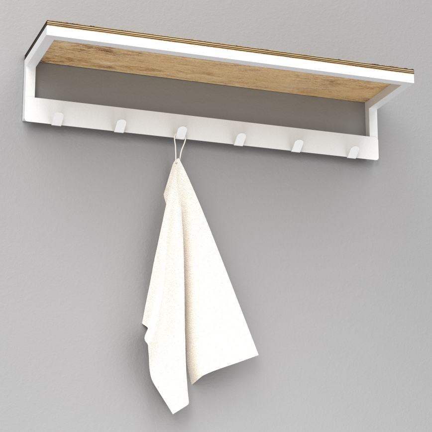 Wall towel holder with a shelf 10x60 cm white