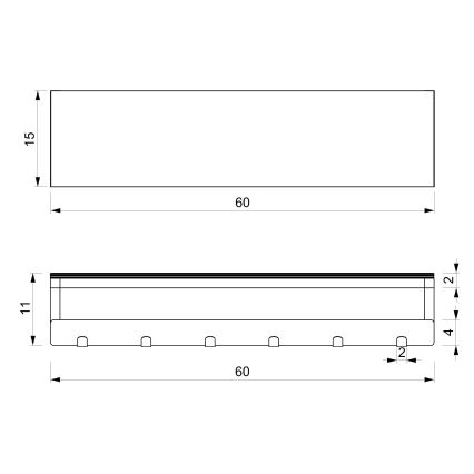 Wall towel holder with a shelf 10x60 cm white