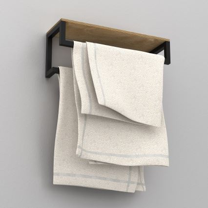 Wall towel holder with a shelf 14x40 cm black