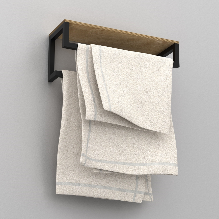 Wall towel holder with a shelf 14x40 cm black