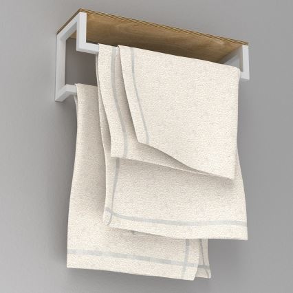 Wall towel holder with a shelf 14x40 cm white