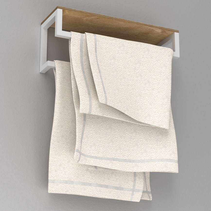 Wall towel holder with a shelf 14x40 cm white