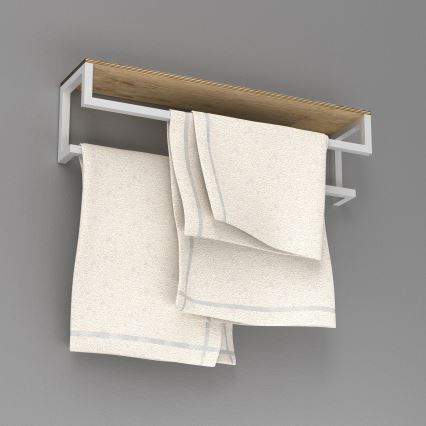 Wall towel holder with a shelf 14x60 cm white