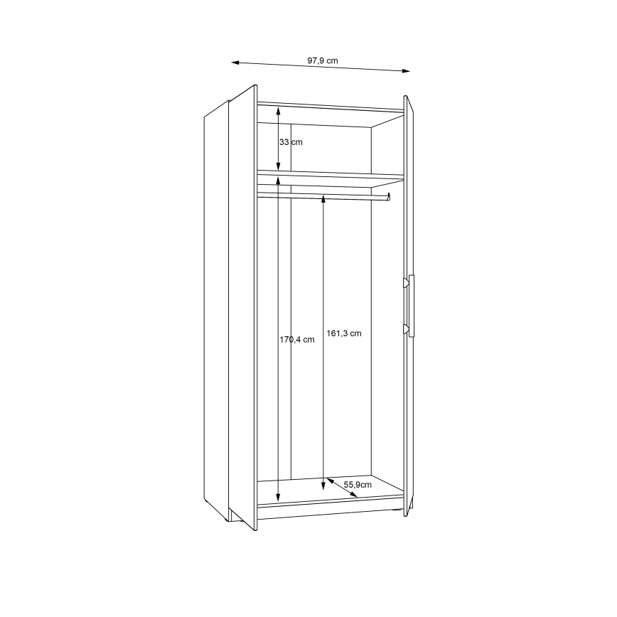 Wardrobe MARO 100x213 cm Artisan Oak