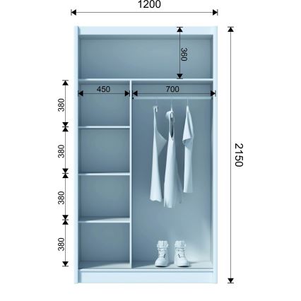 Wardrobe SABRINA 120x215 cm white