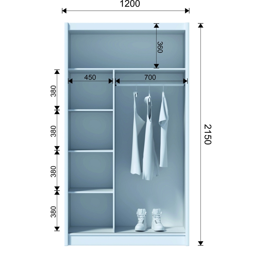 Wardrobe SABRINA 120x215 cm white