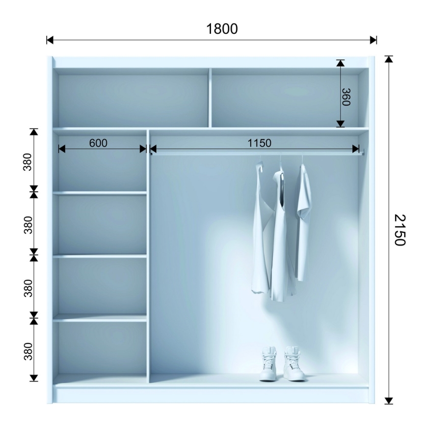 Wardrobe SABRINA 180x215 cm white