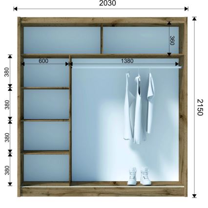 Wardrobe SABRINA 203x215 cm oak woltan