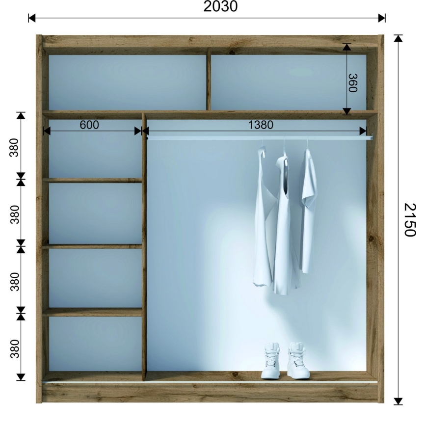Wardrobe SABRINA 203x215 cm oak woltan