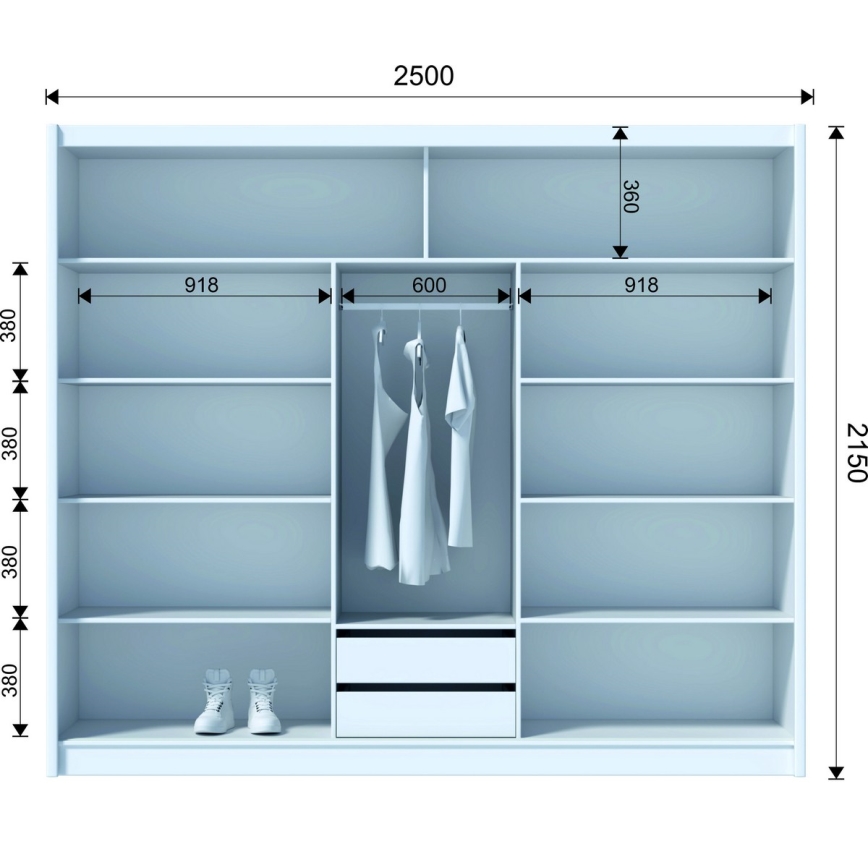 Wardrobe SABRINA 250x215 cm oak craft