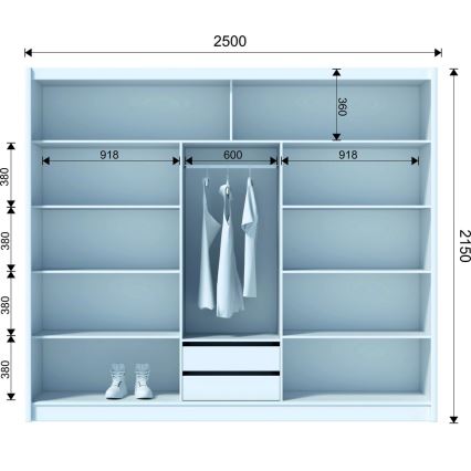 Wardrobe SABRINA 250x215 cm oak sonoma