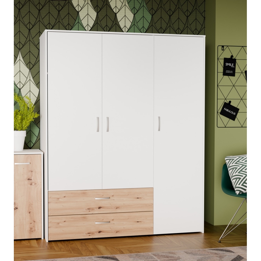 Wardrobe URO 152x190 cm Artisan Oak/White