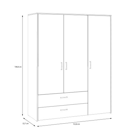 Wardrobe URO 152x190 cm Artisan Oak/White