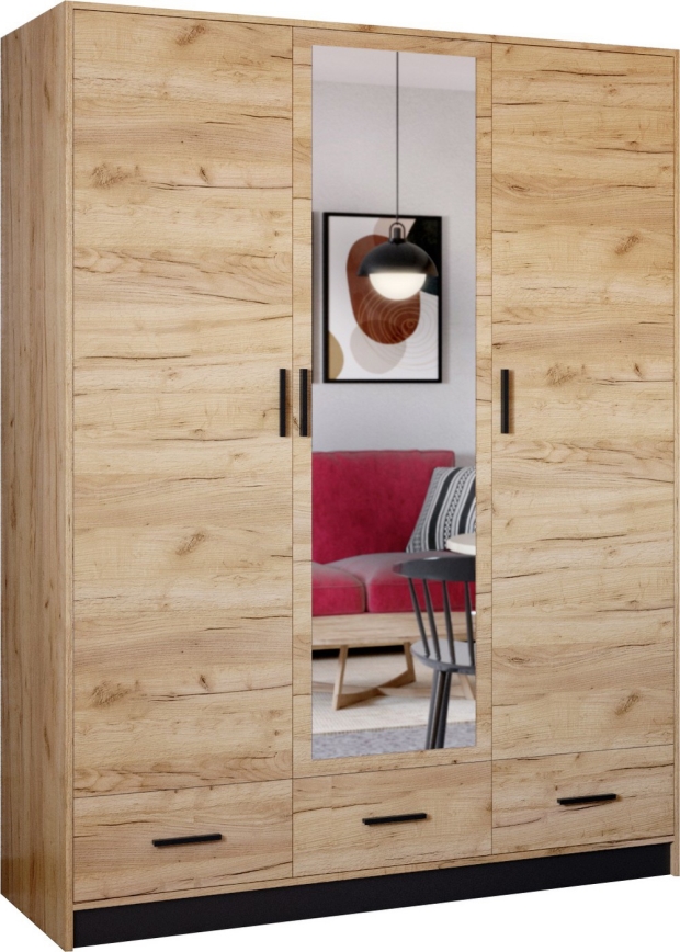 Wardrobe with mirror SANNA 150x215 cm oak craft