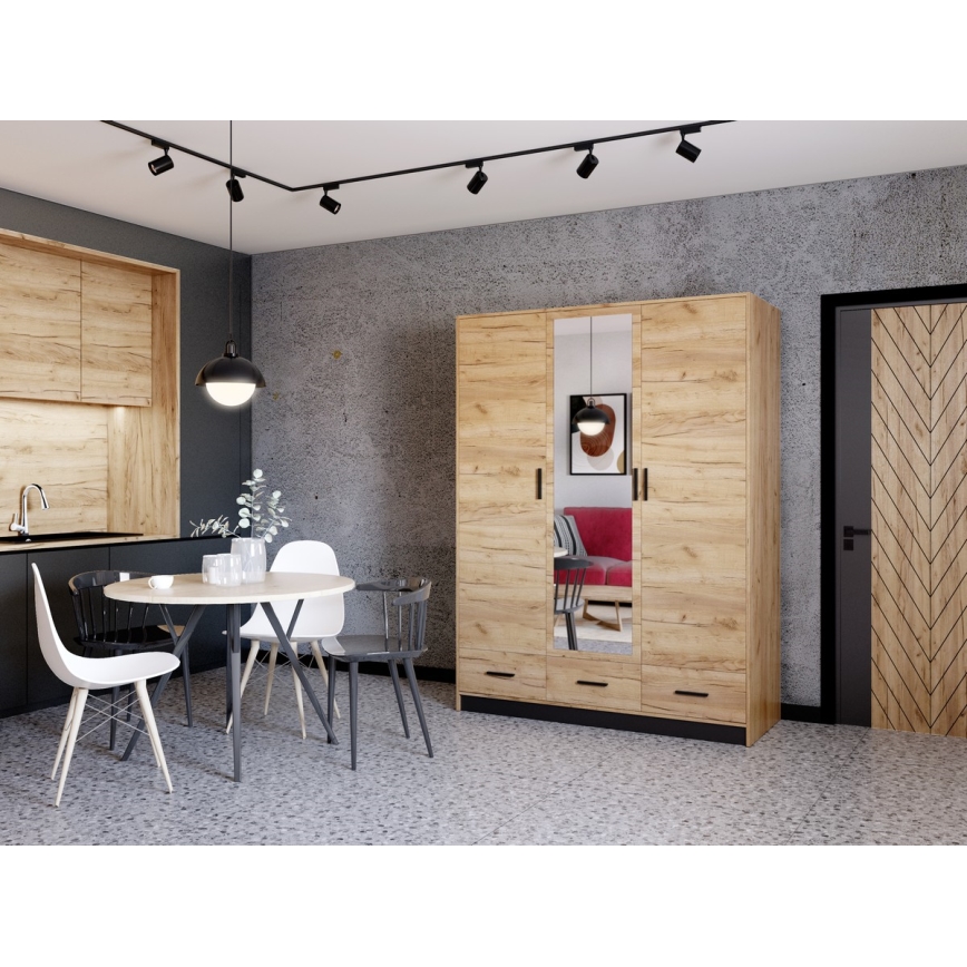 Wardrobe with mirror SANNA 150x215 cm oak craft