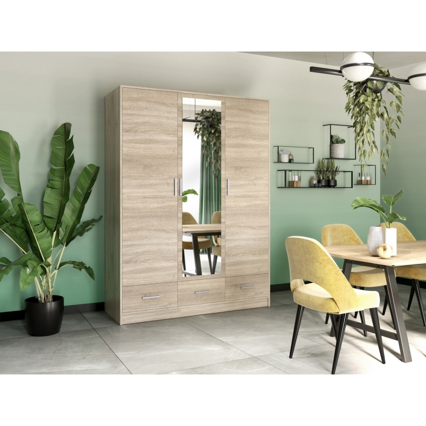 Wardrobe with mirror SANNA 150x215 cm oak sonoma