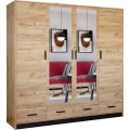 Wardrobe with mirror SANNA 200x215 cm oak craft