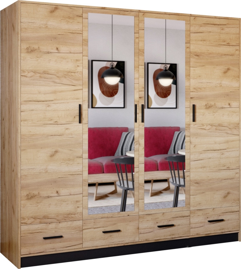 Wardrobe with mirror SANNA 200x215 cm oak craft