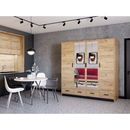 Wardrobe with mirror SANNA 200x215 cm oak craft